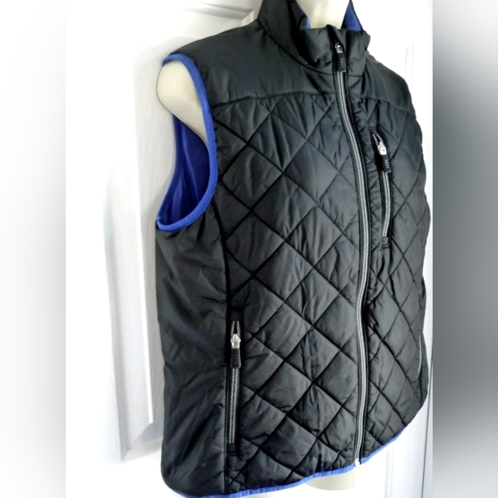 Lands End Quilted Diamond Print Black Vest Small